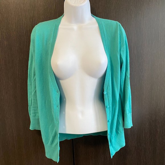LOFT Turquoise V-Neck Cardigan - Picture 3 of 3